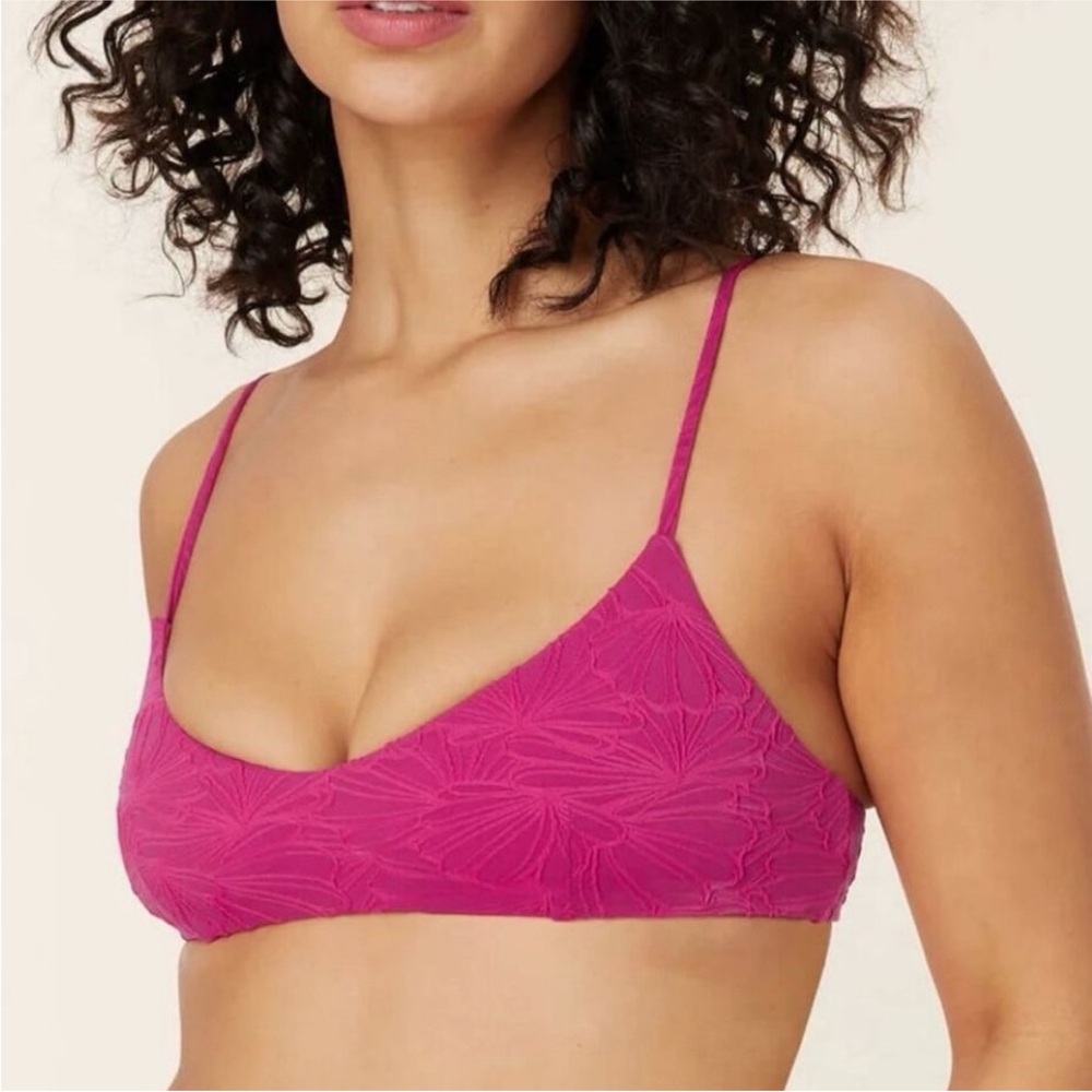 NWT Andie Swim The Molokai Bikini Top Textured Floral Lava Pink Size Large